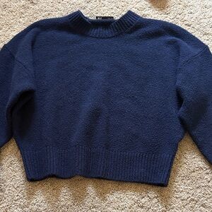 Zara Navy Crew Sweater - Boxy Knit